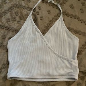Garage blue rubbed crop tank